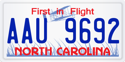 NC license plate AAU9692