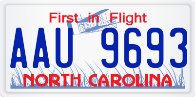 NC license plate AAU9693