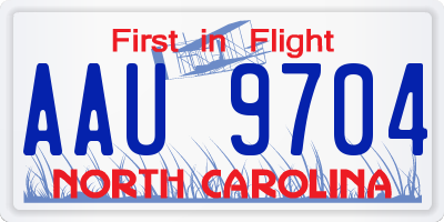 NC license plate AAU9704