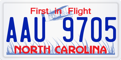 NC license plate AAU9705