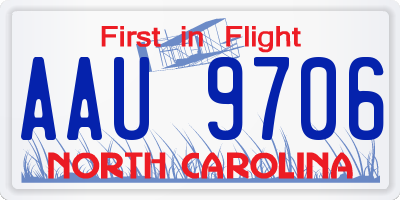 NC license plate AAU9706