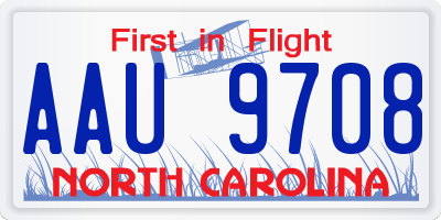 NC license plate AAU9708