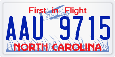 NC license plate AAU9715
