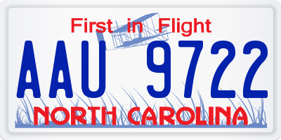 NC license plate AAU9722