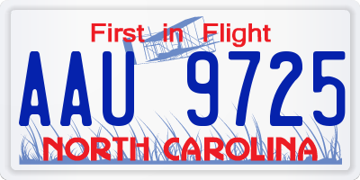 NC license plate AAU9725