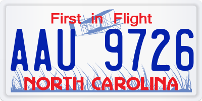 NC license plate AAU9726