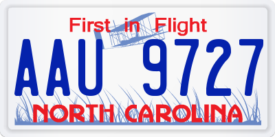 NC license plate AAU9727