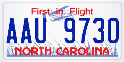 NC license plate AAU9730