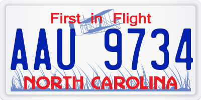 NC license plate AAU9734