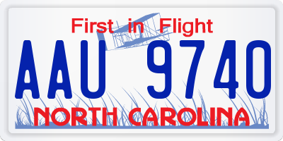 NC license plate AAU9740