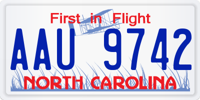 NC license plate AAU9742
