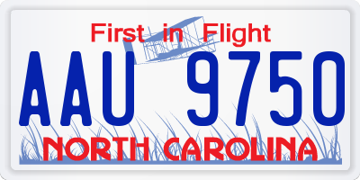 NC license plate AAU9750