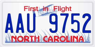 NC license plate AAU9752