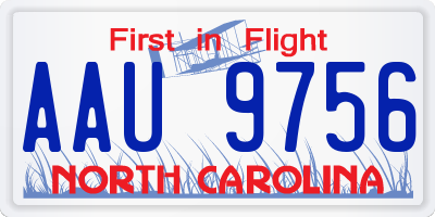 NC license plate AAU9756