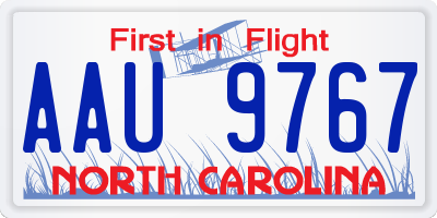 NC license plate AAU9767