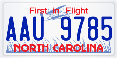 NC license plate AAU9785