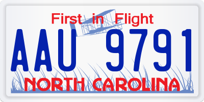 NC license plate AAU9791