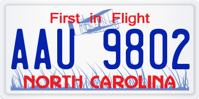NC license plate AAU9802