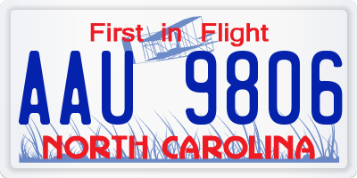 NC license plate AAU9806