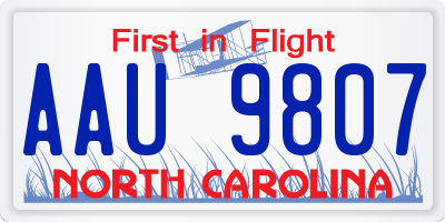 NC license plate AAU9807