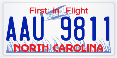 NC license plate AAU9811