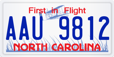 NC license plate AAU9812