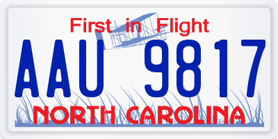 NC license plate AAU9817