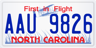 NC license plate AAU9826