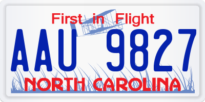 NC license plate AAU9827