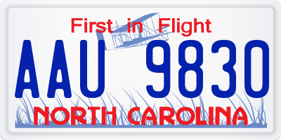 NC license plate AAU9830