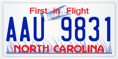 NC license plate AAU9831