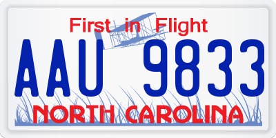 NC license plate AAU9833