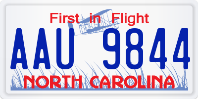 NC license plate AAU9844