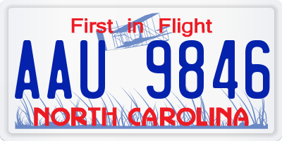 NC license plate AAU9846