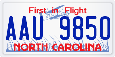 NC license plate AAU9850