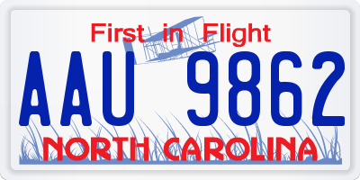 NC license plate AAU9862