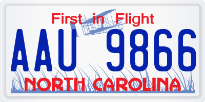 NC license plate AAU9866
