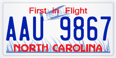 NC license plate AAU9867