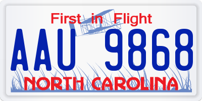 NC license plate AAU9868