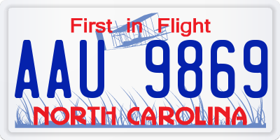 NC license plate AAU9869