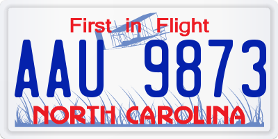 NC license plate AAU9873