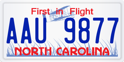 NC license plate AAU9877