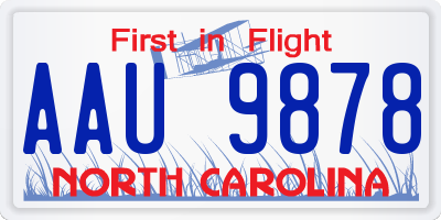 NC license plate AAU9878