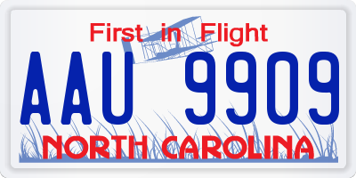 NC license plate AAU9909