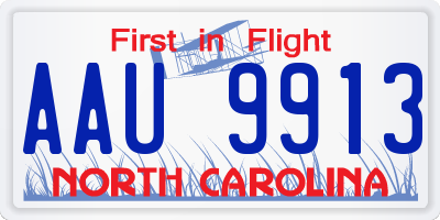 NC license plate AAU9913