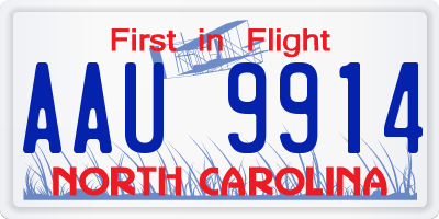 NC license plate AAU9914
