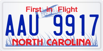 NC license plate AAU9917