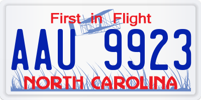 NC license plate AAU9923
