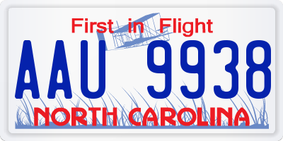 NC license plate AAU9938
