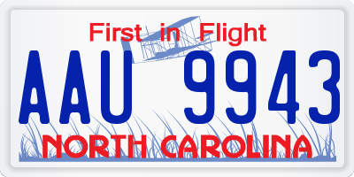 NC license plate AAU9943